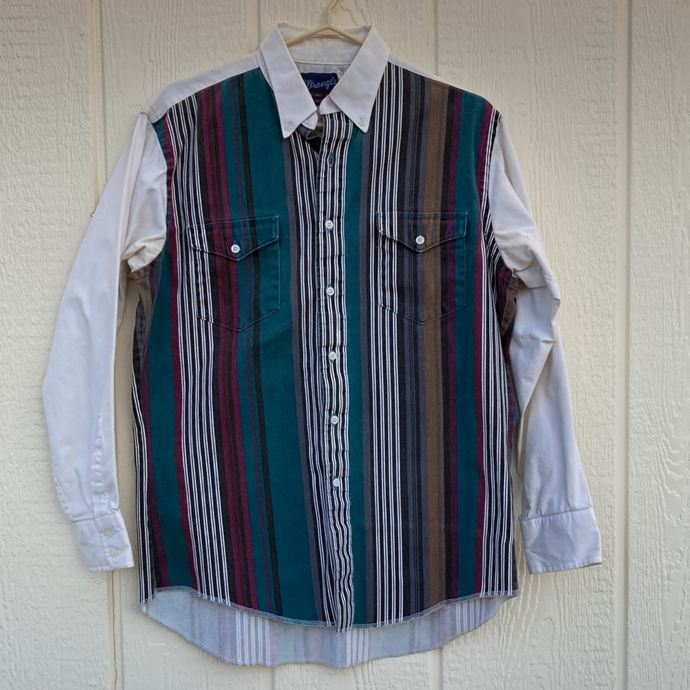 Wrangler’s Y2K Brushpopper Cowboy Shirt Men’s 15.5-33 X-Long Tails Striped Usa